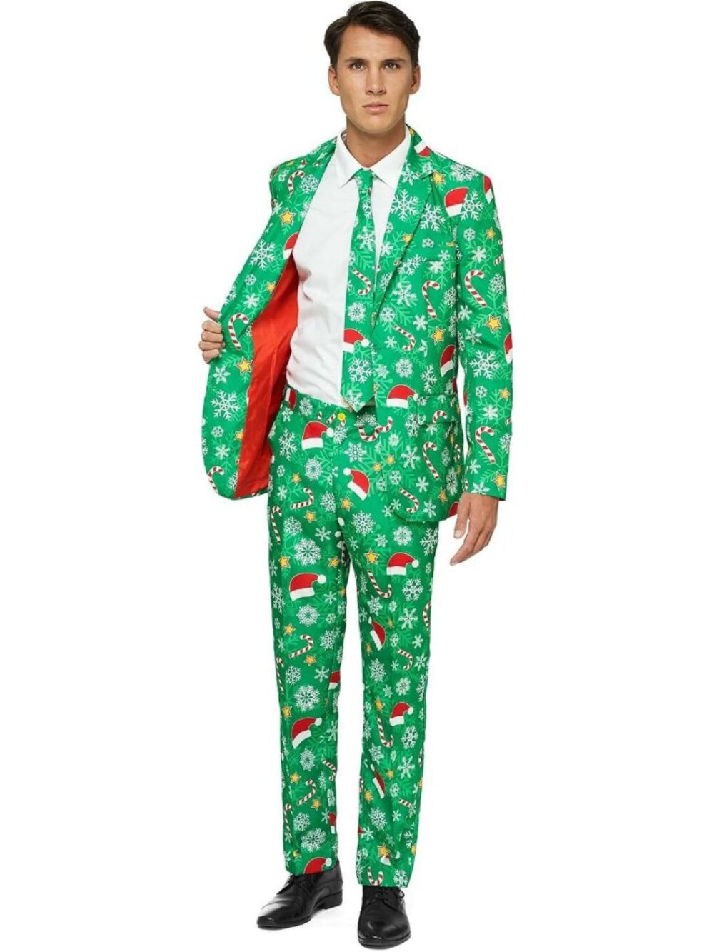 Stylish Men's Christmas Party Costume - Slim Fit Suit with Blazer, Pants & Tie